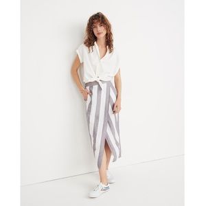 Madewell Striped Overlay Skirt In Gray/White